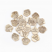 Kaboszony Drewniany Mix 26x23-26x2.5mm Kolor: Jasnobrązowy 20szt (13WB19669)