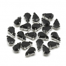 Dżety do Przyszycia w Koszyczku Szkło i Mosiądz 12.5x8x5mm Otwór 0.8-1mm Kolor: Platynowy i Czarny 10szt (13WB19727)