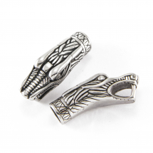 Концевики для Шнура, Нержавіюча Сталь, Голова Дракона, Античне Срібло, 14х38х12мм, Внутрішній Діаметр 8мм, (13WB19754)