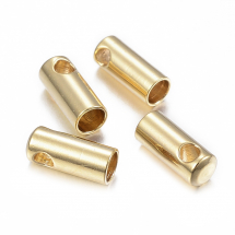 Концевики для Шнура, Нержавіюча Сталь, Колір: Золото, Розмір: 7х1.5мм, Внутрішній Діаметр 1.2мм, Отвір 1мм, (13WB19759)