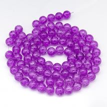 Koraliki Szklane Crackle, Okrągłe, Liliowy, 10mm 80szt/80cm/sznur (13WB19784)