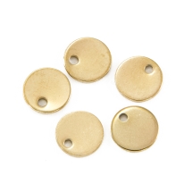 Кулон Круглий, Плоский, Нержавіюча Сталь, Колір: Золото, Розмір: Діаметр 8.5мм, Товщина 0.7мм, Отвір 1мм, (13WB19799)