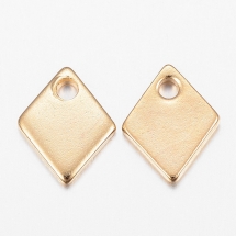 Підвіска Ромб, Нержавіюча Сталь, Колір: Золото, Розмір: 9х7х1мм, Отвір 1.2мм, (13WB19807)