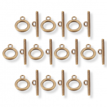 Zapięcie Toggle do Rękodzieła i Biżuterii, Stop Metalu, Brązowy, 14х11х2mm, Otwór 2mm, 10szt (13WB19828)