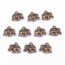 Zawieszki Vintage, Słoń, Styl Tybetański, Metal, Kolor: Miedź, Rozmiar:12x14x2.5mm, Otwór 1mm, 10szt (13WB19881)