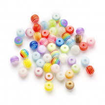 Koraliki z Żywicy, Paskowany, Przezroczyste, Okrągłe, Kolor: Wielokolorowy, 6mm, otwór: 1mm, 50szt (13WB19955)