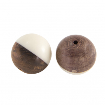 Намистини, Смола, Дерево, Круглі, Колір: Кремово-білий, Розмір: Діаметр 15-15.5мм, Отвір 1.6мм, (13WB19971)