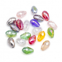 Koraliki Szklane Fasetowane, Kolor AB, Kropla, Mix, 15x10mm, Otwór 1mm, 20szt (13WB19995)