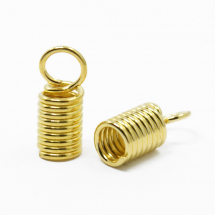 Концевики-Пружинки для Шнура, Залізні, Колір: Золото, Розмір: 10х4.5мм, Діаметр всередині 3.2мм, Отвір 3.5мм, (13WB20000)