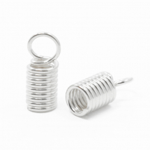 Końcówki Sprężynky do Sznurków Żelazo 10x4.5mm Średnica wewnętrzna 3.2mm Otwór 3.5mm Kolor: Srebrny 50szt (13WB20002)