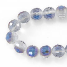 Намистини Скло з гальваніки, Грановані, райдужні, Морозний стиль, Круглі, Колір: Сіро-синій, Діаметр 10мм, Отвір 2 мм, близько 72шт / 72см / нитка, (13WB20009)