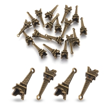 Zawieszka Wieża Eiffla Stop Metalowy 24x8x7mm Kolor: Bronze 20szt (13WB20720)