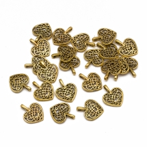 Zawieszka Serce, Stop Metalowy, Antyczne Złoto, 18x15x2mm, 20szt (13WB20737)