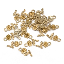 Zawieszka Róża Stop Metalowy 21x10.5x2.5mm Kolor: Jasne Złoto 20szt (13WB20751)