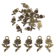 Zawieszka Stop Metalowy Róża 21x10.5x2.5mm Kolor: Bronze 20szt (13WB20752)