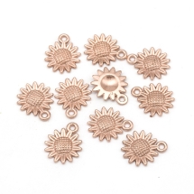 Zawieszka Kwiatek Stop Metalowy 18.6x15x2.5mm Kolor: Różowe Złoto 10szt (13WB20756)