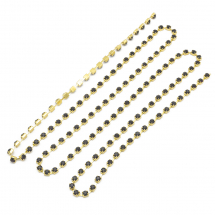 Стразовий Ланцюг Декоративний, Клас А, Золото/Чорний, 3.5мм, близько 240шт/1.5м, (13WB20892)