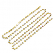 Стразовий Ланцюг Декоративний, Клас А, Золото/Кристал АВ, 3.5мм, близько 240шт/1.5м, (13WB20900)