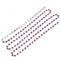 Стразовий Ланцюг Декоративний, Клас А, Срібло/Рожевий, 2.8мм, близько 285шт/1.5м, (13WB20916)