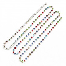 Taśma Łańcuszek Ozdobny z Cyrkoniami, Klasa A, Srebrny/Mix, 2.8mm, około 285szt/1.5m (13WB20922)