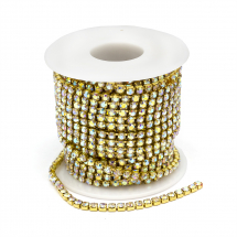 Стразовий Ланцюг Декоративний, Без Покриття/Кришталь АВ, 3мм, около 9м/котушка, (13WB20942)