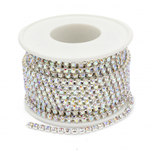 Стразовий Ланцюг Декоративний, Срібло/Кришталь АВ, 2.8мм, близько 9м/котушка, (13WB20943)