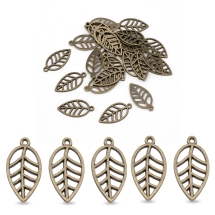 Zawieszka Liść Stop Metalowy 23x12x1mm Kolor: Bronze 25szt (13WB21040)