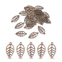 Zawieszka Liść Stop Metalowy 23x12x1mm Kolor: Miedź 25szt (13WB21043)