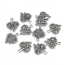 Zawieszka Drewno Stop Metalowy 29x23.5x2mm Kolor: Antyczne Srebro 10szt (13WB21050)