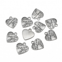 Zawieszka Serce Stop Metalowy 19.5x17.5x3mm Kolor: Antyczne Srebro 10szt (13WB21051)