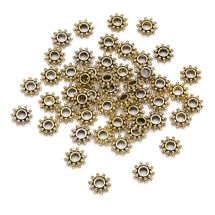 Намистини-Роздільники Металеві, Квітка, Колір: Античне Золото, Розмір: 9х3мм, Отвір 3мм, (13WB21081)