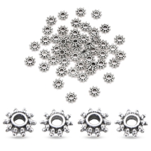 Намистини-Роздільники Металеві, Квітка, Колір: Античне Срібло, Розмір: 9х3мм, Отвір 3мм, (13WB21082)