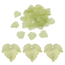 Підвіски Акрилові, Прозорі, Кленовий Лист, Матові, Колір: Світло-зелений, Розмір: 24х22.5х3мм, Отвір 1мм, близько 48шт / 25г, (13WB21120)