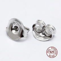 Срібло 925 Заглушки Родієве Покриття, Платина, 6х6.5х3.5мм, Отвір 1мм, (13WB21140)