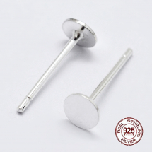 Srebro 925 Bazy do Sztyftów, do Puset, pod Kolczyki, 11.5x4mm, Baza 4mm, pin 0.8mm, 1para (13WB21142)