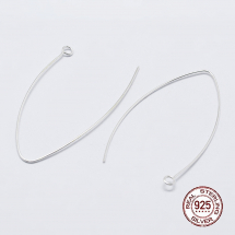Srebro 925 Bigle Haczyk, Bazy do Kolczyków, 36-39x18x0.6mm, pin 0.6mm, Otwór 2mm, 1para (13WB21157)