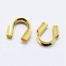 Срібло 925 Затискач Протектор для Дрота та Тросика, Позолота 18К, 5х5х2мм, Відповідь 0.6мм, (13WB21191)