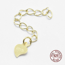 Srebro 925, Łańcuszek Przedłużający z Zawieszką Serce, Końcówki, Pozłacane 18K, 39~41mm, 1szt (13WB21213)