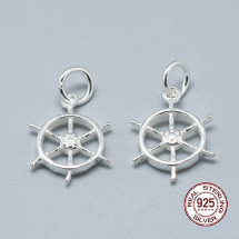 Srebro 925 Zawieszka Wisiorek Kierownica z Kółkiem, 16x12x2mm, Otwór 4mm, 1szt (13WB21510)