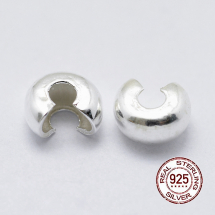 Srebro 925 Koraliki-Osłonki Zaciskowe ( Stopery) Półokrągłe, 4x5x2.5mm, 2szt (13WB21574)