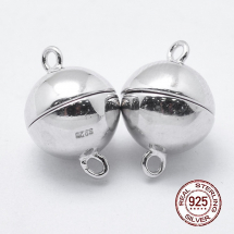 Срібло 925 Родоване Застібка Магнітна Кругла, 12х8мм, Отвір 1мм, (13WB21576)