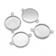 Zawieszka Łącznik pod Kaboszon 2 otwory Mosiądz 21.5x16x2.5mm Kolor: Platynowy 4szt (13WB21616)