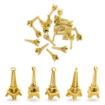 Zawieszka Wieża Eiffla Stop Metalowy 24x8x7mm Kolor: Antyczne Złoto 20szt (13WB20721)