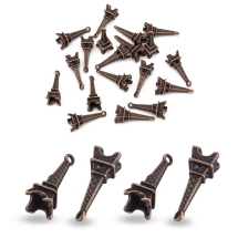 Zawieszka Wieża Eiffla Stop Metalowy, Miedź, 24x8x7mm, 20szt (13WB20722)