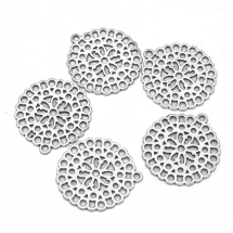 Zawieszka Kwiatek Stop Metalowy 30x1mm Kolor: Antyczne Srebro 5szt (13WB20723)