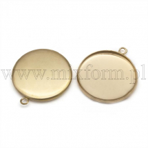 Oprawa Wisiorek pod Kaboszon, Stal Nierdzewna do Rękodzieła i Biżuterii, Złoty, 20mm, 2szt (13WB21835)
