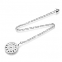 Намисто з Кулоном, Нержавіюча Сталь, Знаки зодіаку, Плоский Круглий, Розмір: Ланцюг 40см, Кулон: 22x19.5x1мм, (13WB22209)