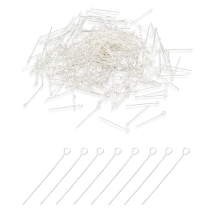 Піни з колечком, Латунь, Срібло, 30х0.7мм, Отвір 2 мм, близько 400шт/50г (13WB22549)