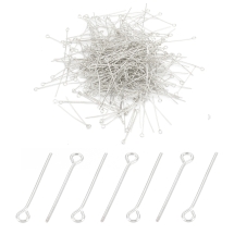 Піни з колечком, Латунь, Срібло, 20х0.7мм, Отвір 2мм, близько 700шт/50г, (13WB22552)