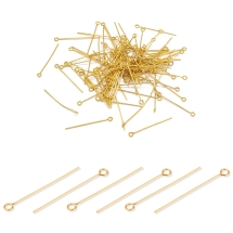 Піни з колечком, Латунь, Золото, 30х0.7мм, Отвір 2 мм, близько 400шт/50г, (13WB22554)